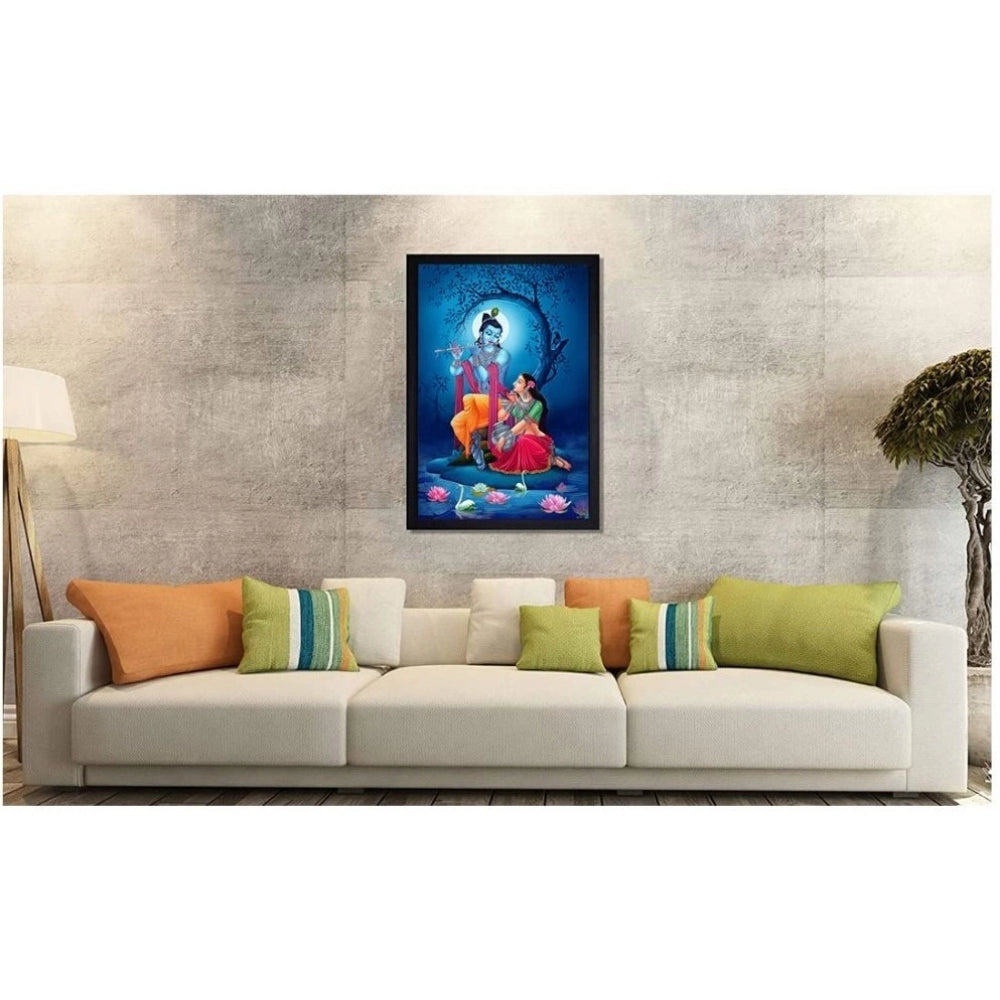 Roneclick Radha Krishna Painting with Synthetic Photo Frame (Multicolor)