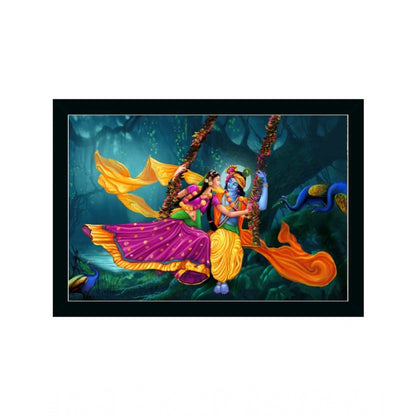 Roneclick Radha Krishna Painting with Synthetic Photo Frame (Multicolor)