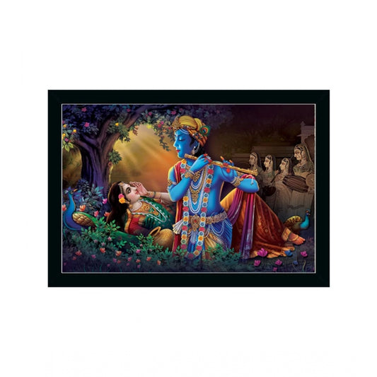 Roneclick Radha Krishna Painting with Synthetic Photo Frame (Multicolor)