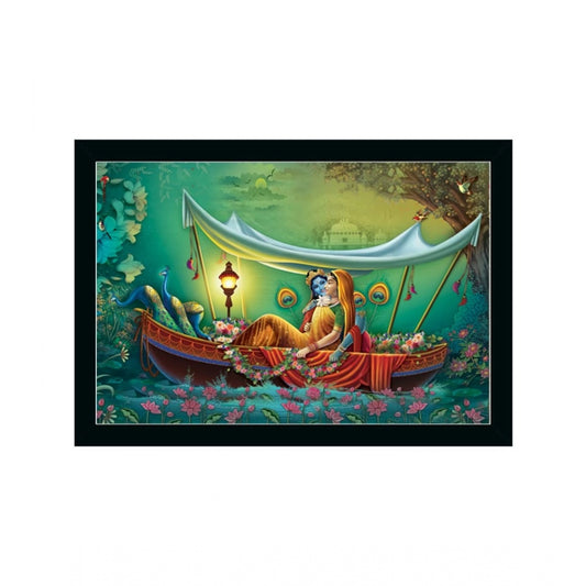 Roneclick Radha Krishna Painting with Synthetic Photo Frame (Multicolor)