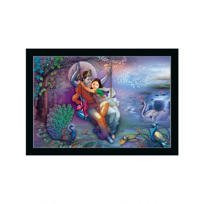 Roneclick Radha Krishna Painting with Synthetic Photo Frame (Multicolor)