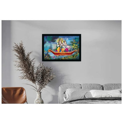 Roneclick Radha Krishna Painting with Synthetic Photo Frame (Multicolor)