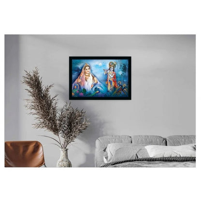 Roneclick Radha Krishna Painting with Synthetic Photo Frame (Multicolor)