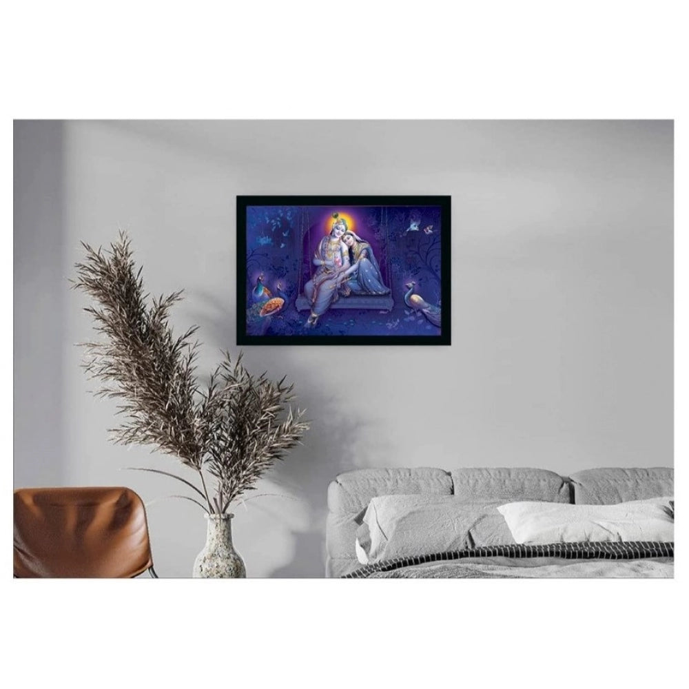 Roneclick Radha Krishna Painting with Synthetic Photo Frame (Multicolor)