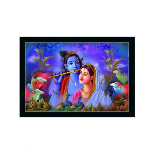 Roneclick Radha Krishna Painting with Synthetic Photo Frame (Multicolor)