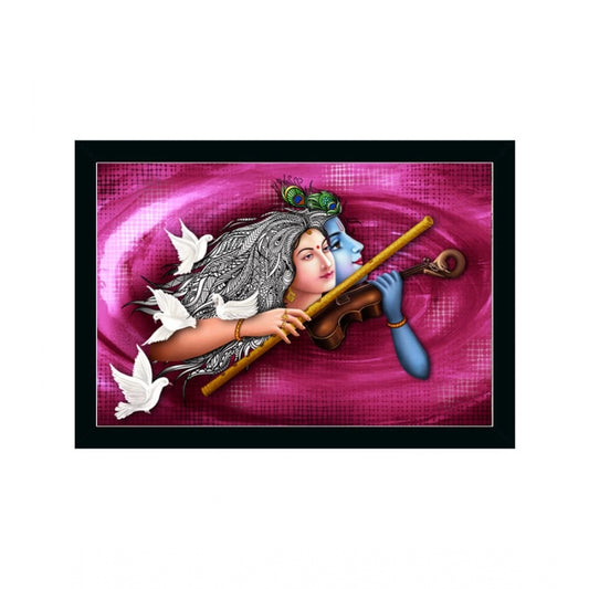 Roneclick Radha Krishna Painting with Synthetic Photo Frame (Multicolor)