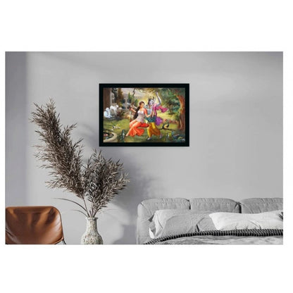 Roneclick Radha Krishna Painting with Synthetic Photo Frame (Multicolor)