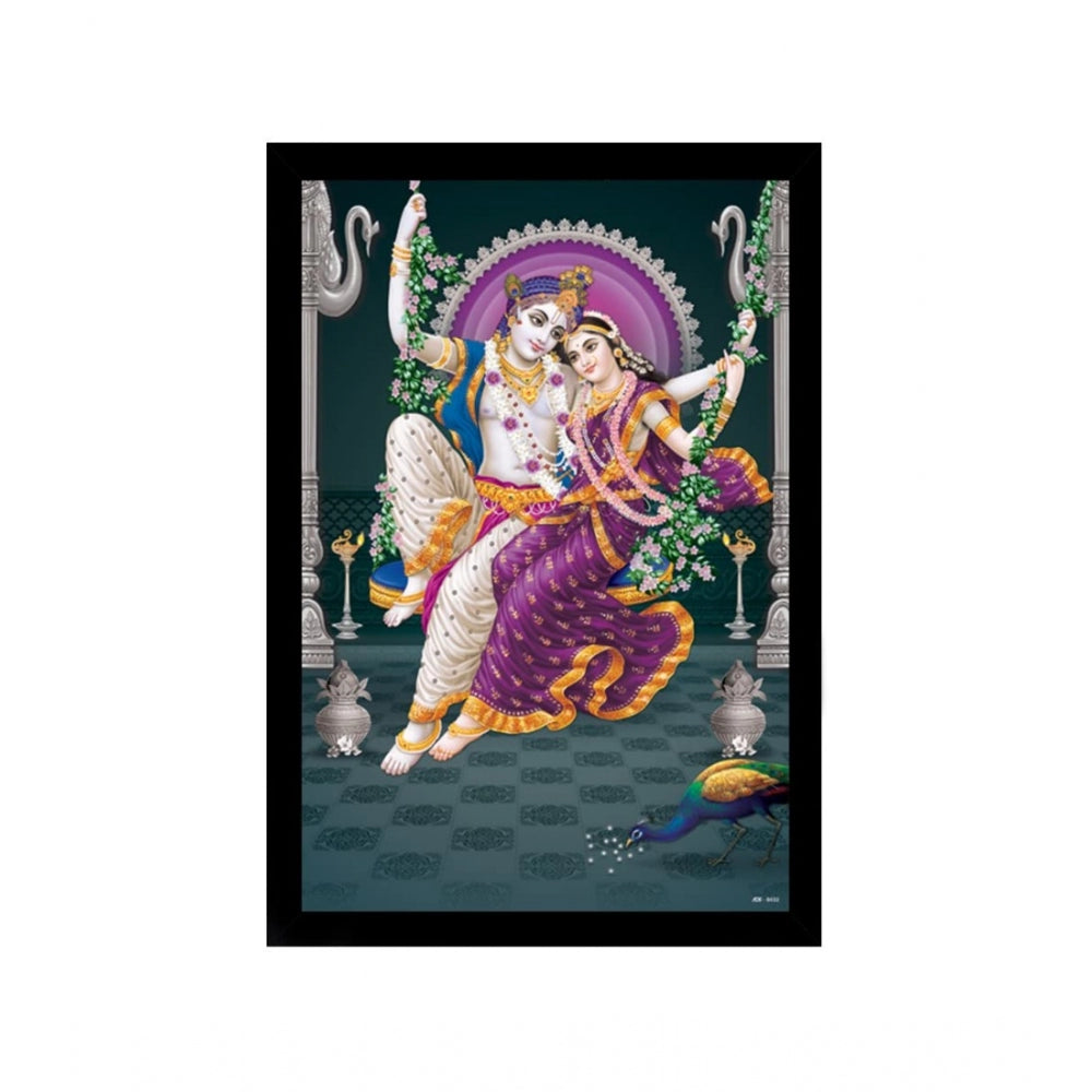 Roneclick Radha Krishna Painting with Synthetic Photo Frame (Multicolor)