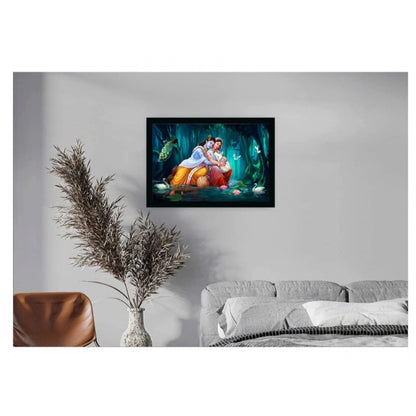 Roneclick Beautiful Radha Krishna Vinyl Sparkle Coated with Synthetic Photo Frame (Multicolor)