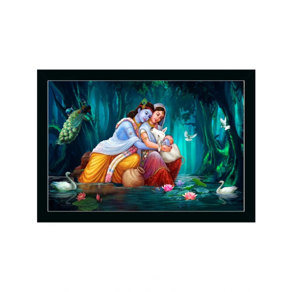 Roneclick Beautiful Radha Krishna Vinyl Sparkle Coated with Synthetic Photo Frame (Multicolor)