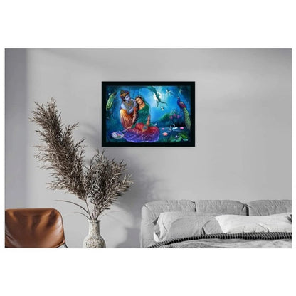 Roneclick Radha Krishna Painting with Synthetic Photo Frame (Multicolor)