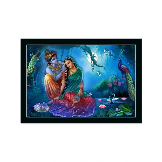 Roneclick Radha Krishna Painting with Synthetic Photo Frame (Multicolor)