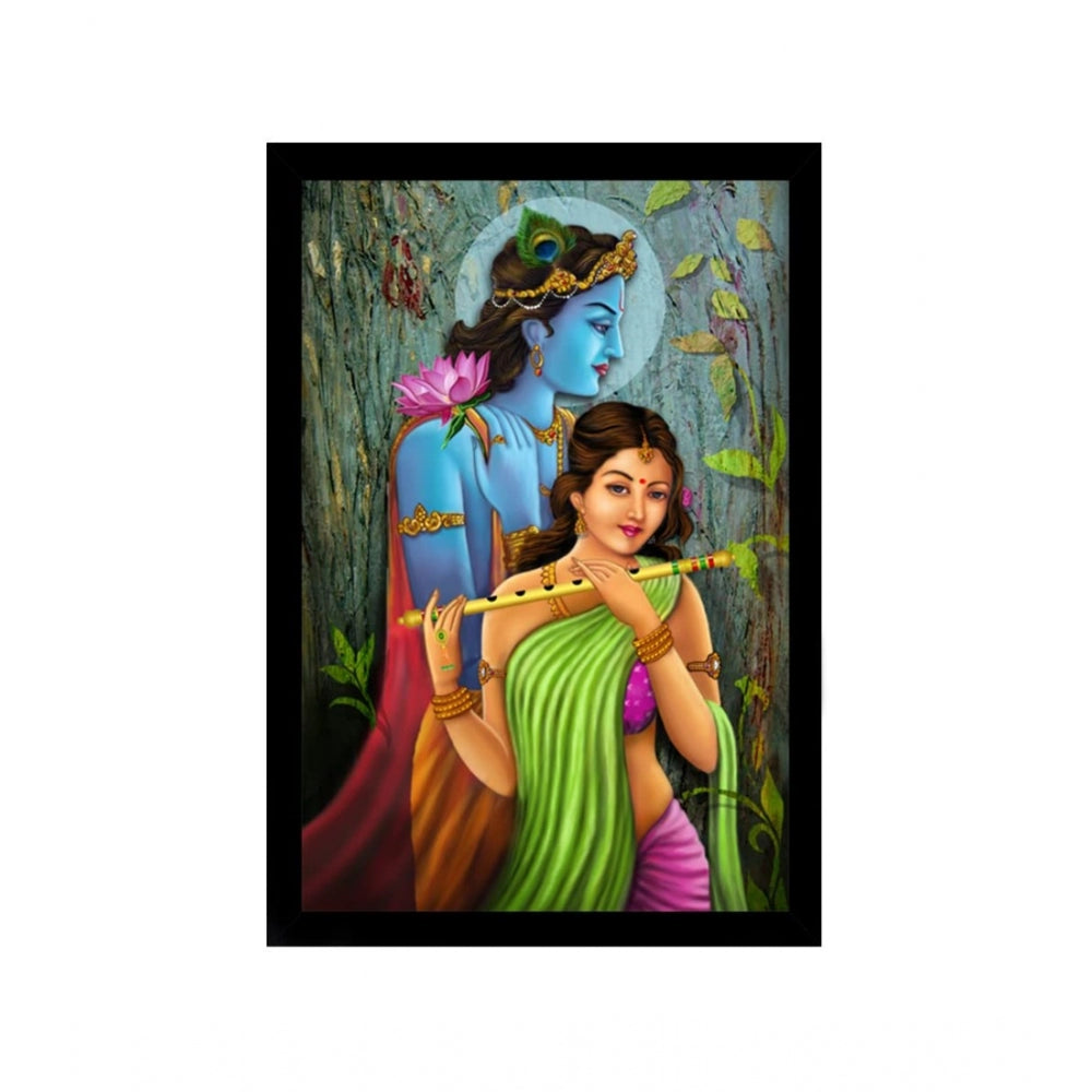 Roneclick Radha Krishna Painting with Synthetic Photo Frame (Multicolor)