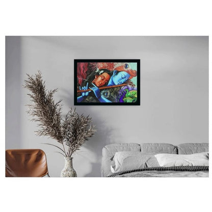 Roneclick Radha Krishna Painting with Synthetic Photo Frame (Multicolor)