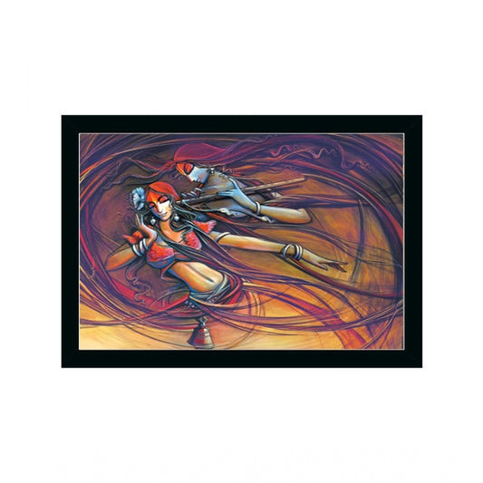 Roneclick Radha Krishna Painting with Synthetic Photo Frame (Multicolor)