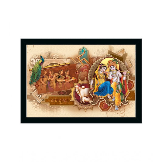 Roneclick Radha Krishna Painting with Synthetic Photo Frame (Multicolor)