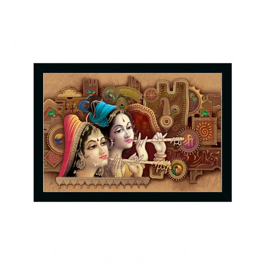 Roneclick Radha Krishna Painting with Synthetic Photo Frame (Multicolor)