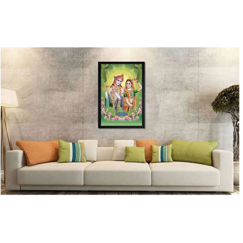 Roneclick Radha Krishna Painting with Synthetic Photo Frame (Multicolor)