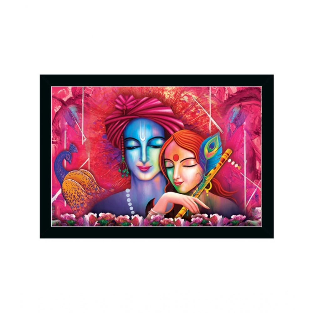 Roneclick Radha Krishna Painting with Synthetic Photo Frame (Multicolor)