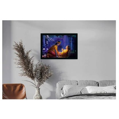 Roneclick Radha Krishna Painting Vinyl Sparkle Coated with Synthetic Photo Frame (Multicolor)