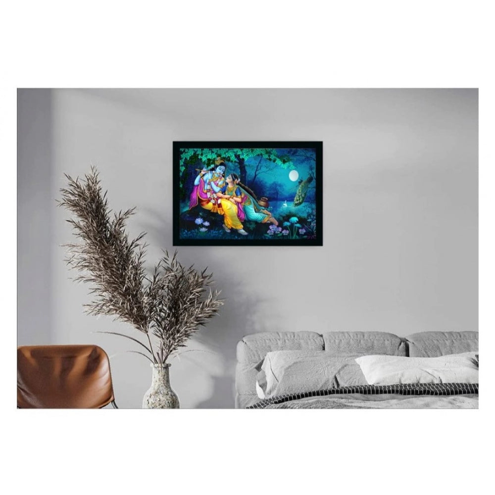 Roneclick Radha Krishna Painting with Synthetic Photo Frame (Multicolor)