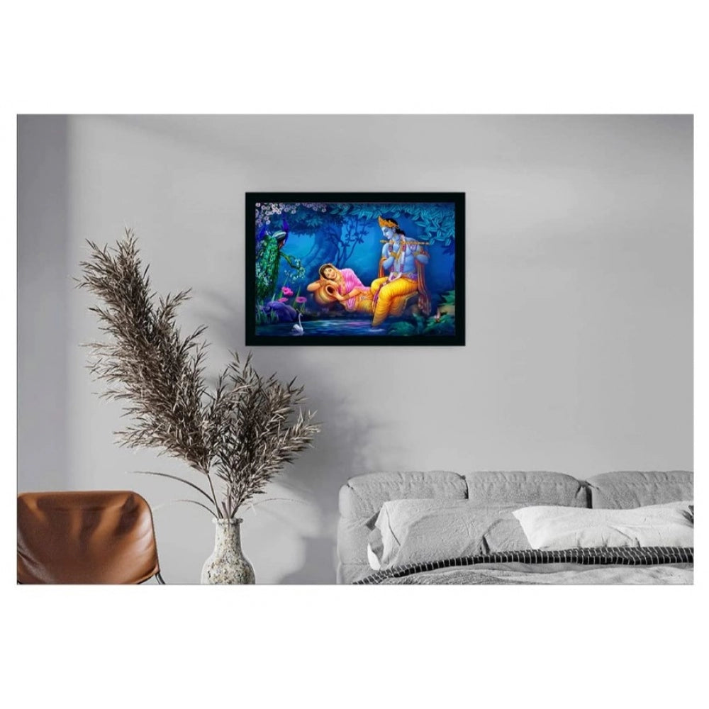 Roneclick Radha Krishna Painting with Synthetic Photo Frame (Multicolor)