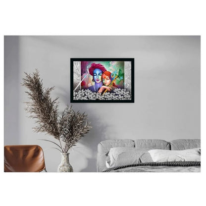 Roneclick Radha Krishna Painting with Synthetic Photo Frame (Multicolor)