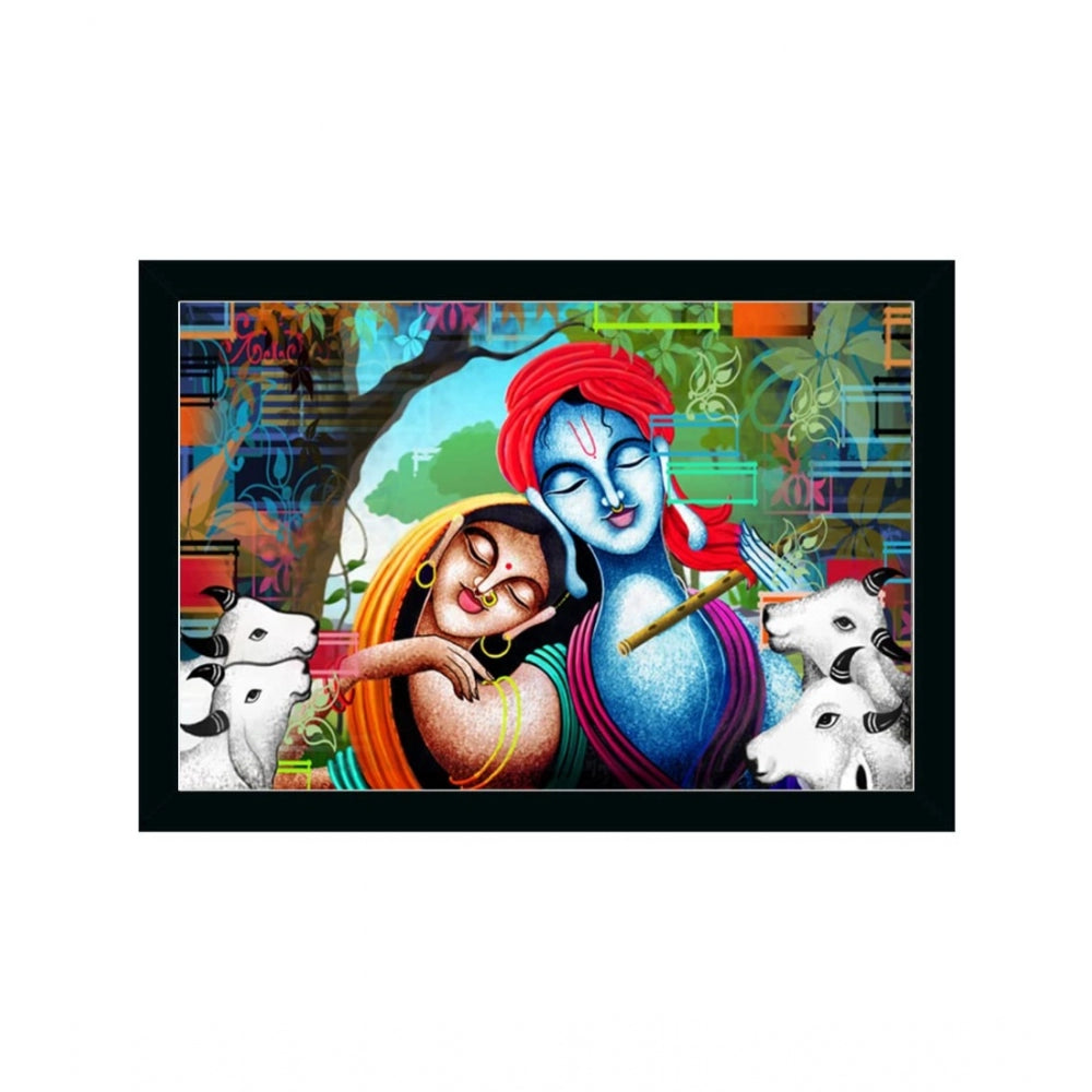 Roneclick Radha Krishna Painting with Synthetic Photo Frame (Multicolor)