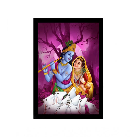 Roneclick Radha Krishna Painting with Synthetic Photo Frame (Multicolor)