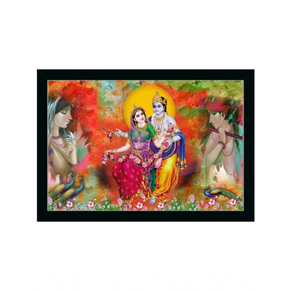 Roneclick Radha Krishna Painting with Synthetic Photo Frame (Multicolor)