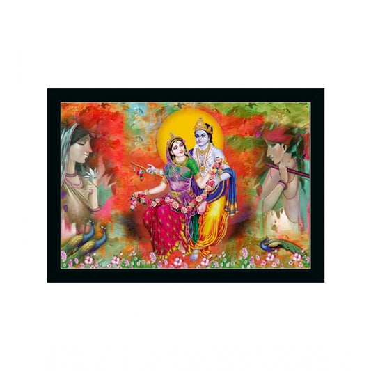 Roneclick Radha Krishna Painting with Synthetic Photo Frame (Multicolor)