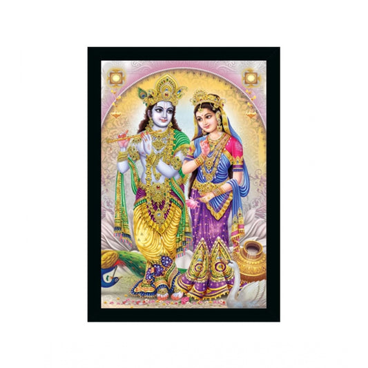 Roneclick Radha Krishna Painting Vinyl Sparkle Coated with Synthetic Photo Frame (Multicolor)