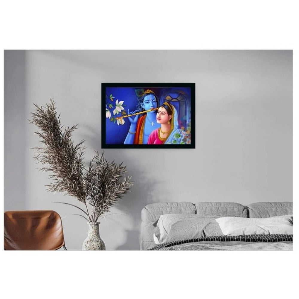 Roneclick Radha Krishna Painting with Synthetic Photo Frame (Multicolor)