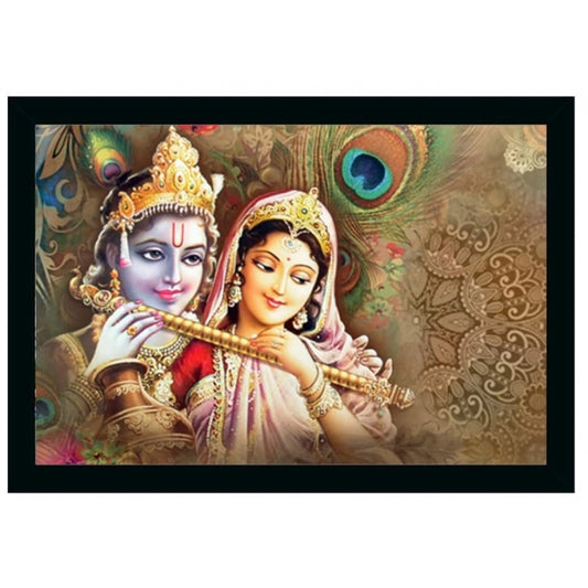 Roneclick Radha Krishna Painting Vinyl Sparkle Coated with Synthetic Photo Frame (Multicolor)