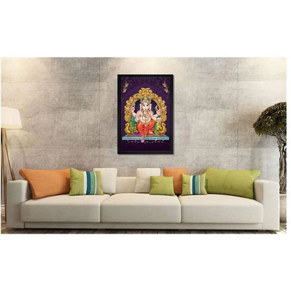 Roneclick Ganesh Photo with Synthetic Photo Frame (Multicolor)