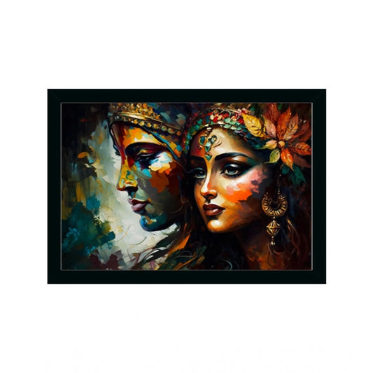 Roneclick Radha Krishna Painting with Synthetic Photo Frame (Multicolor)