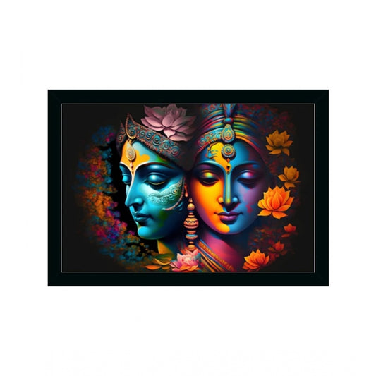 Roneclick Radha Krishna Painting with Synthetic Photo Frame (Multicolor)