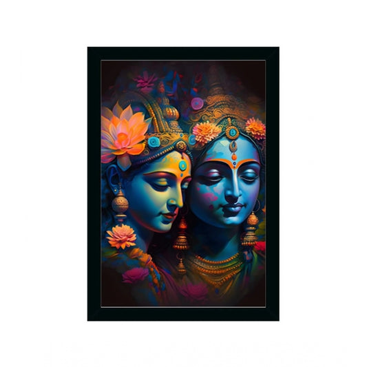 Roneclick Radha Krishna Painting with Synthetic Photo Frame (Multicolor)