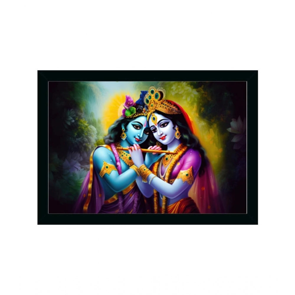 Roneclick Radha Krishna Painting with Synthetic Photo Frame (Multicolor)