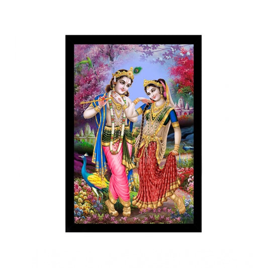 Roneclick Radha Krishna Painting with Synthetic Photo Frame (Multicolor)