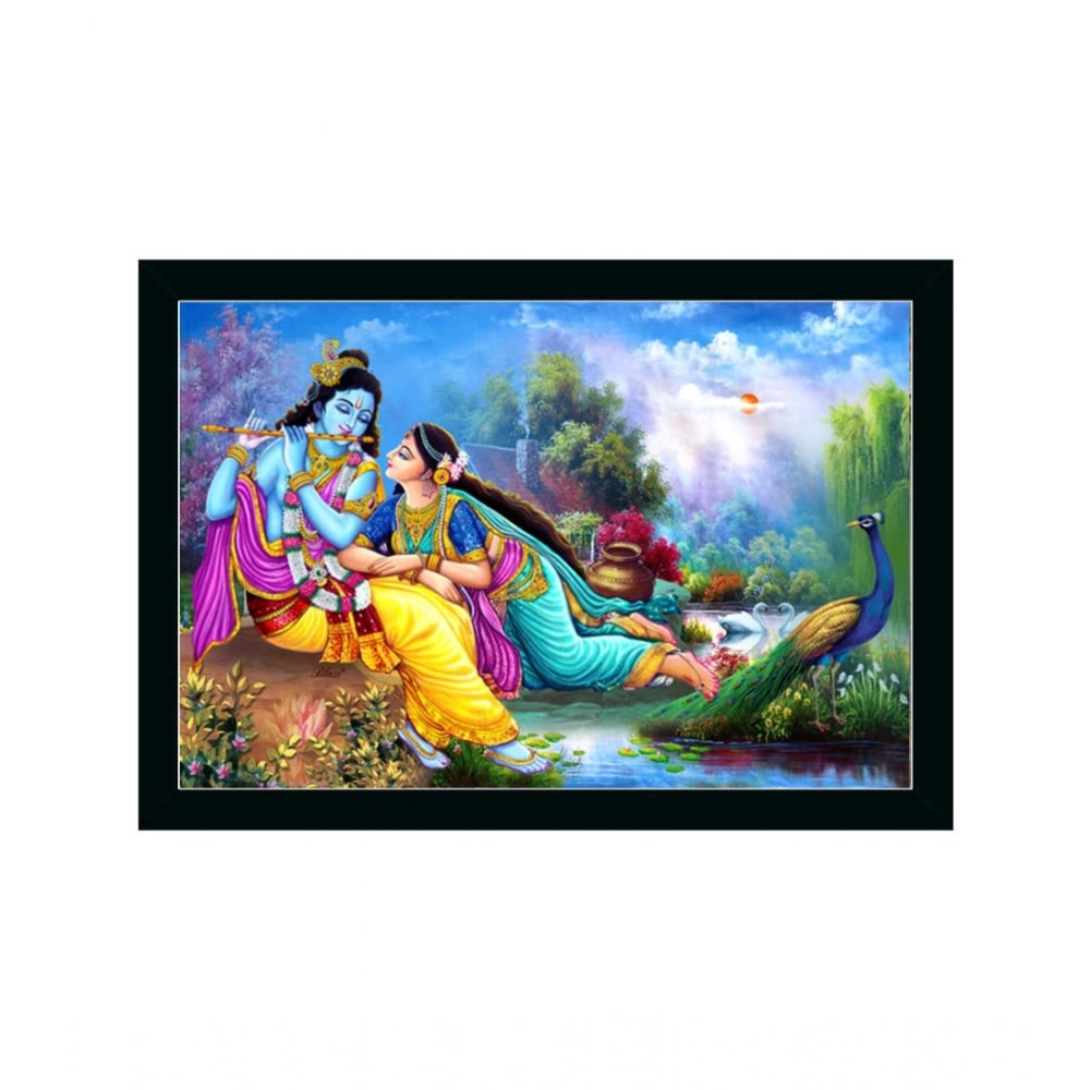 Roneclick Radha Krishna Painting with Synthetic Photo Frame (Multicolor)