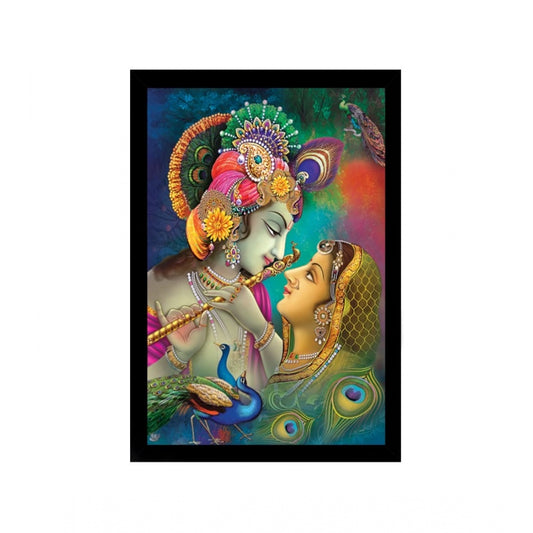 Roneclick Radha Krishna Painting with Synthetic Photo Frame (Multicolor)