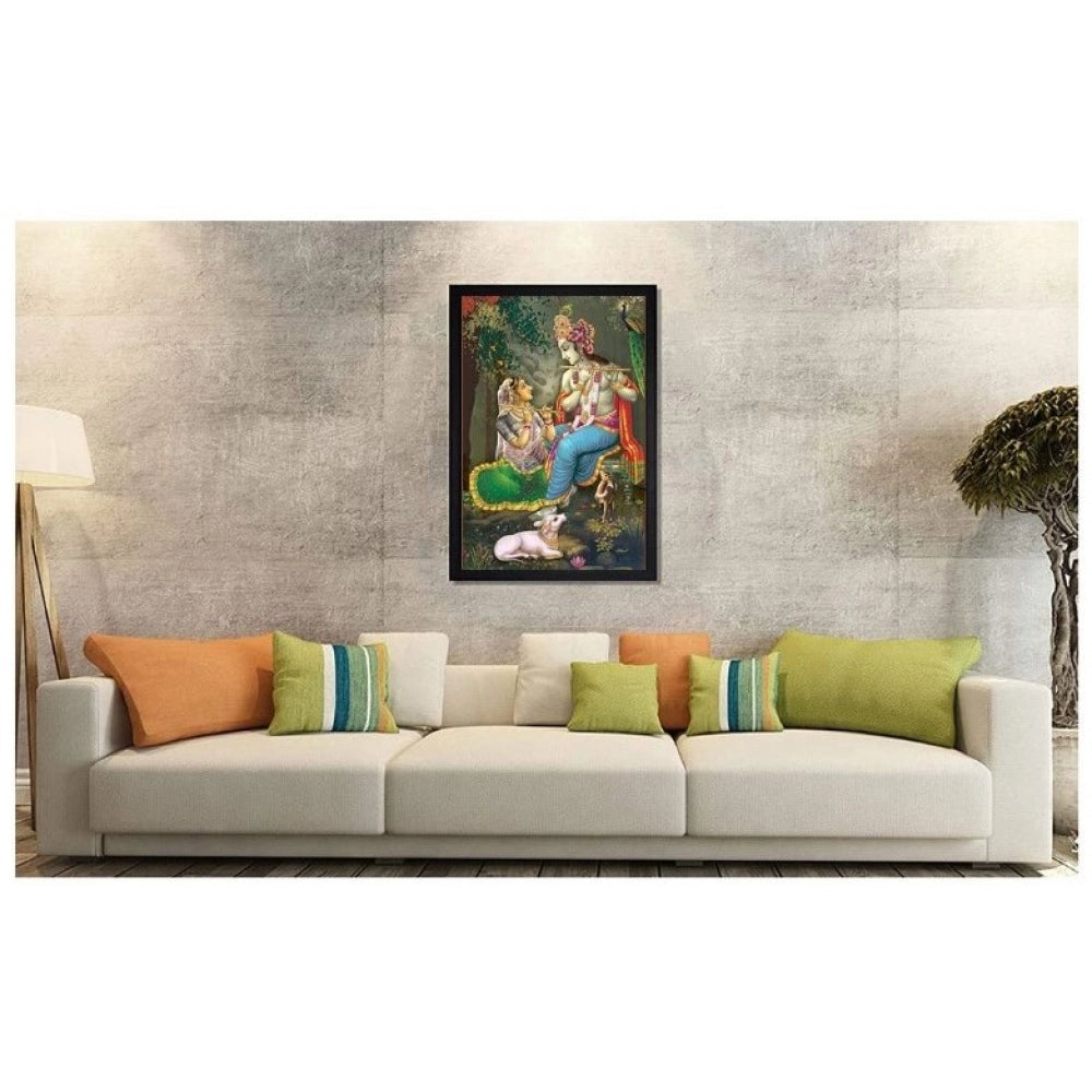 Roneclick Radha Krishna Painting with Synthetic Photo Frame (Multicolor)