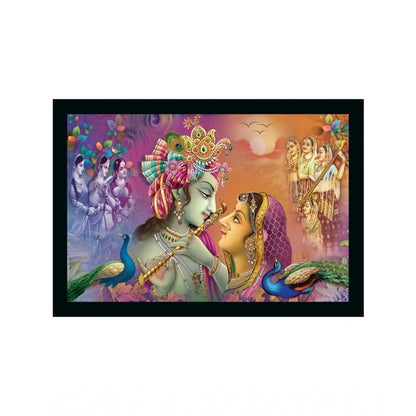 Roneclick Radha Krishna Painting with Synthetic Photo Frame (Multicolor)