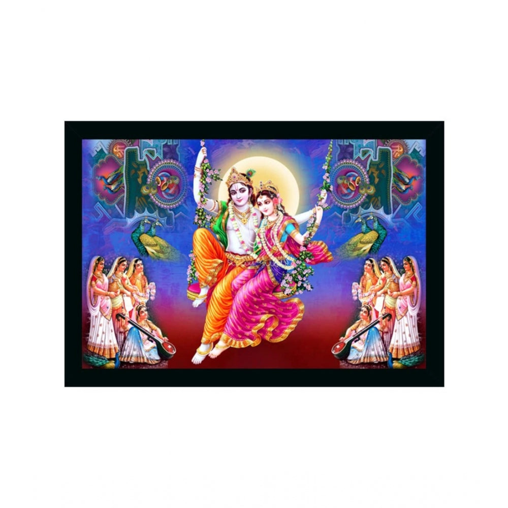 Roneclick Radha Krishna Painting with Synthetic Photo Frame (Multicolor)