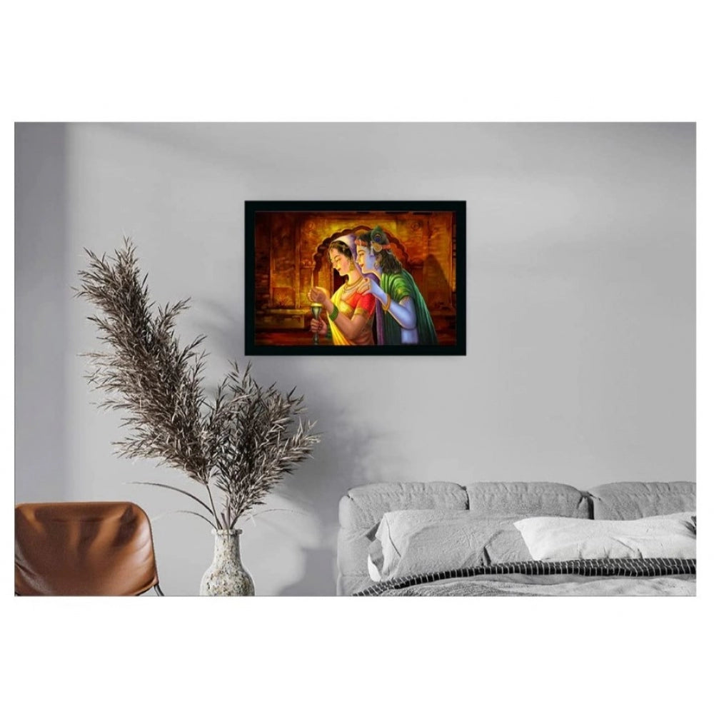 Roneclick Radha Krishna Painting Vinyl Sparkle Coated with Synthetic Photo Frame (Multicolor)