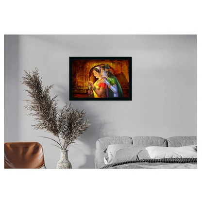 Roneclick Radha Krishna Painting Vinyl Sparkle Coated with Synthetic Photo Frame (Multicolor)