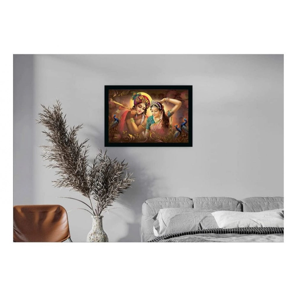 Roneclick Radha Krishna Painting Vinyl Sparkle Coated with Synthetic Photo Frame (Multicolor)