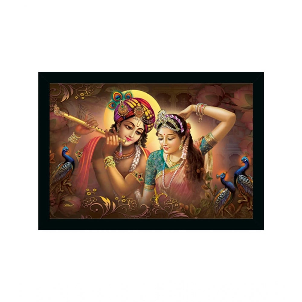 Roneclick Radha Krishna Painting Vinyl Sparkle Coated with Synthetic Photo Frame (Multicolor)