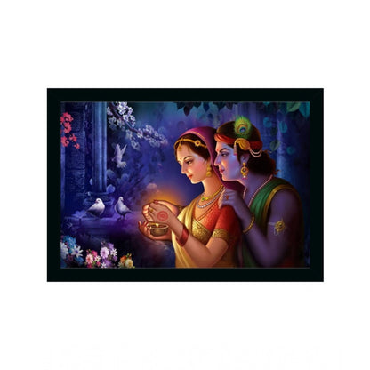 Roneclick Radha Krishna Painting Vinyl Sparkle Coated with Synthetic Photo Frame (Multicolor)